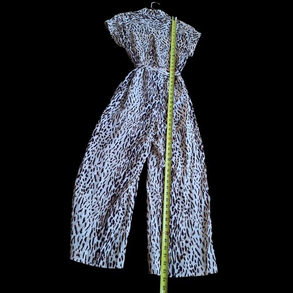 Joie Jumpsuit Jailee Leopard Print Small Relaxed Fit Cropped Hem Tie Belt - Picture 13 of 13